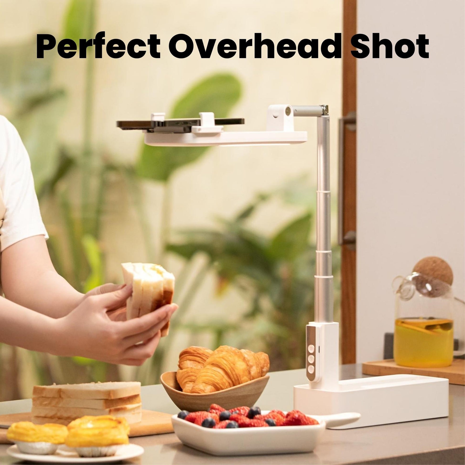 Olivia Overhead Phone Stand Tripod With Light Overhead Cooking
