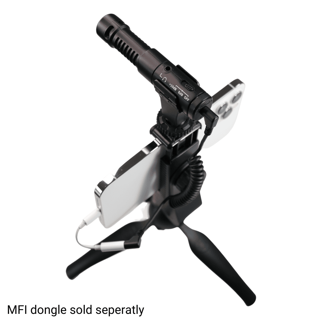 Professional Microphone and Tripod in Vertical Format