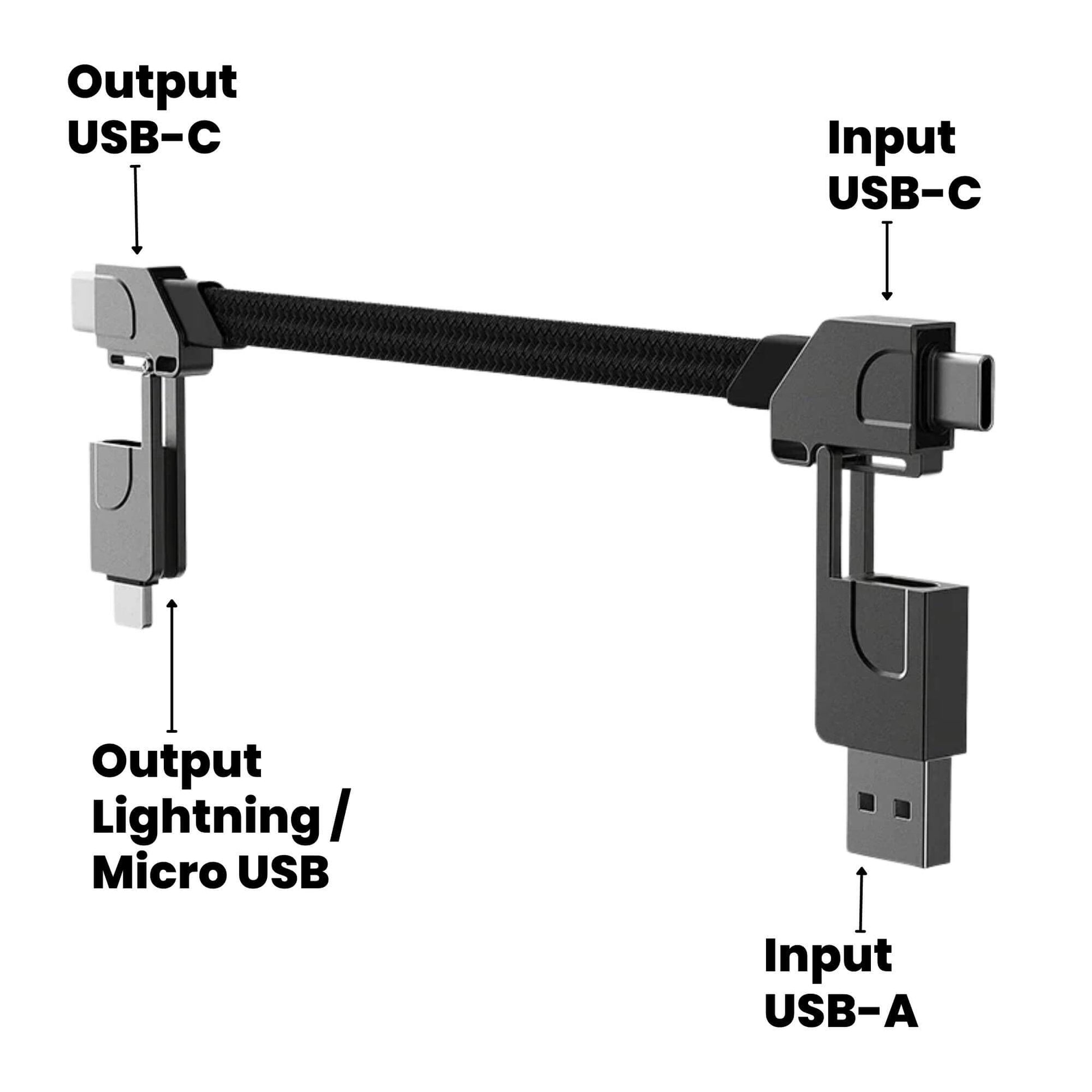 XS Charge - 6 in 1 Multi Fast Charging Cable Keychain Inputs Outputs