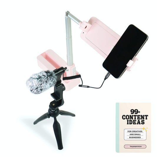 Overhead Phone Stand and Shotgun Microphone Audio Kit Pink Bundle