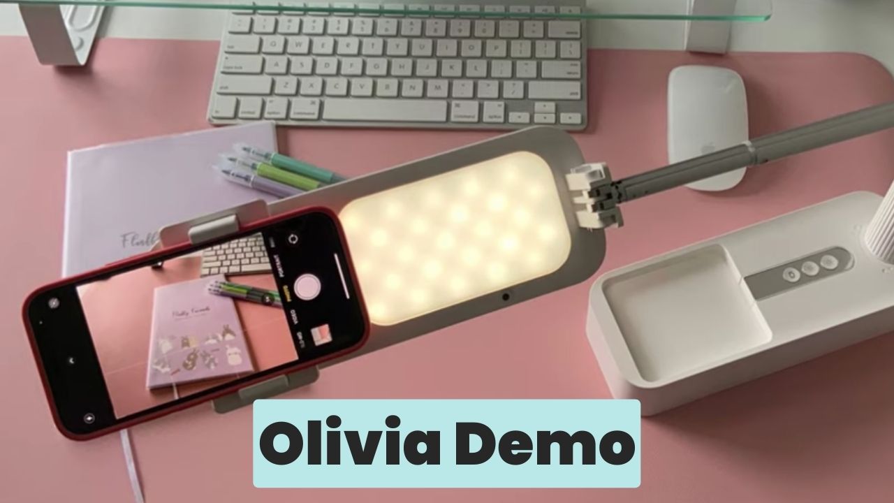 Load video: Olivia compact overhead phone stand unboxing video
