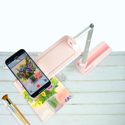 Olivia Overhead Phone Stand Tripod With Light Main Pink Art