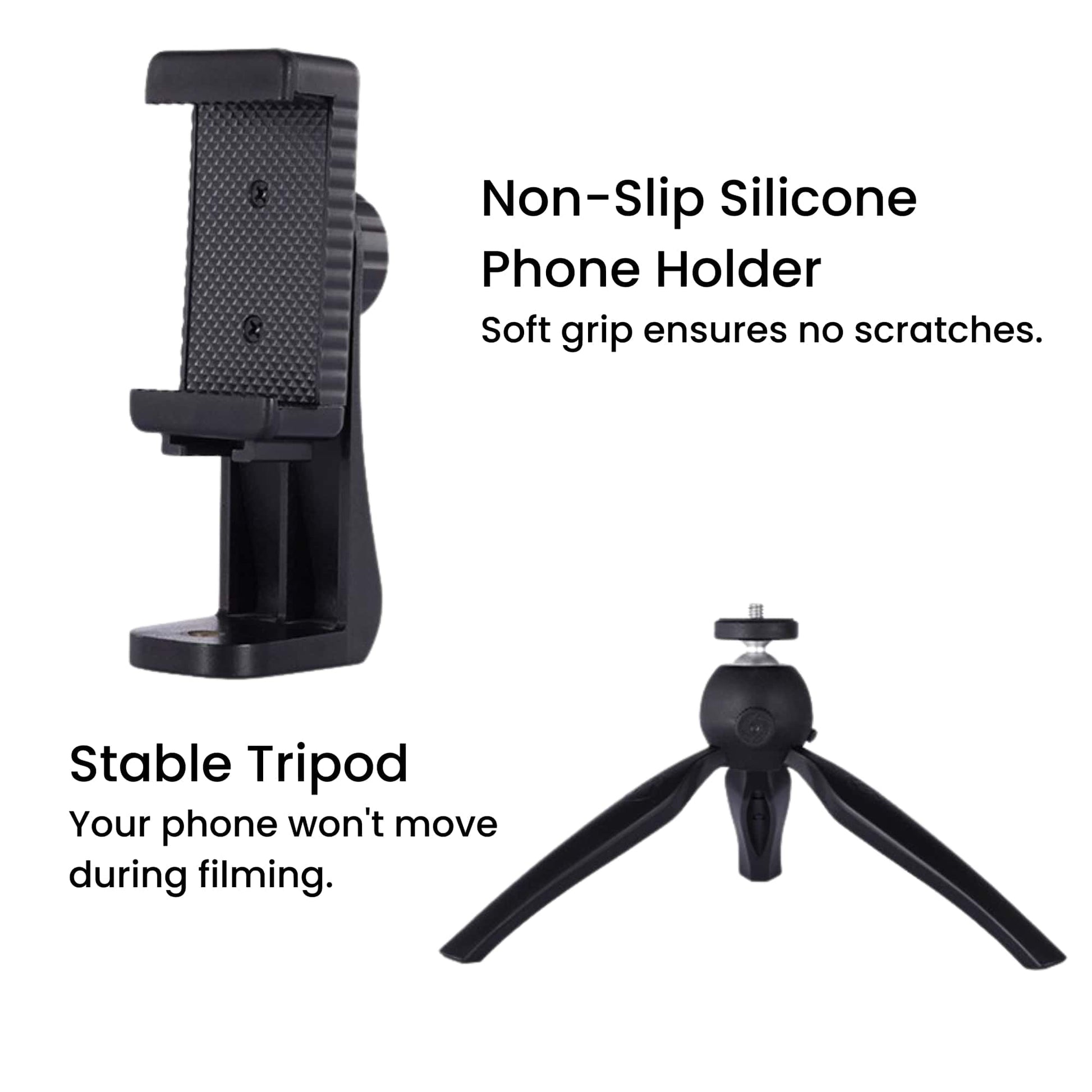 Overhead Phone Stand and Shotgun Microphone Audio Kit White Silicone Grip