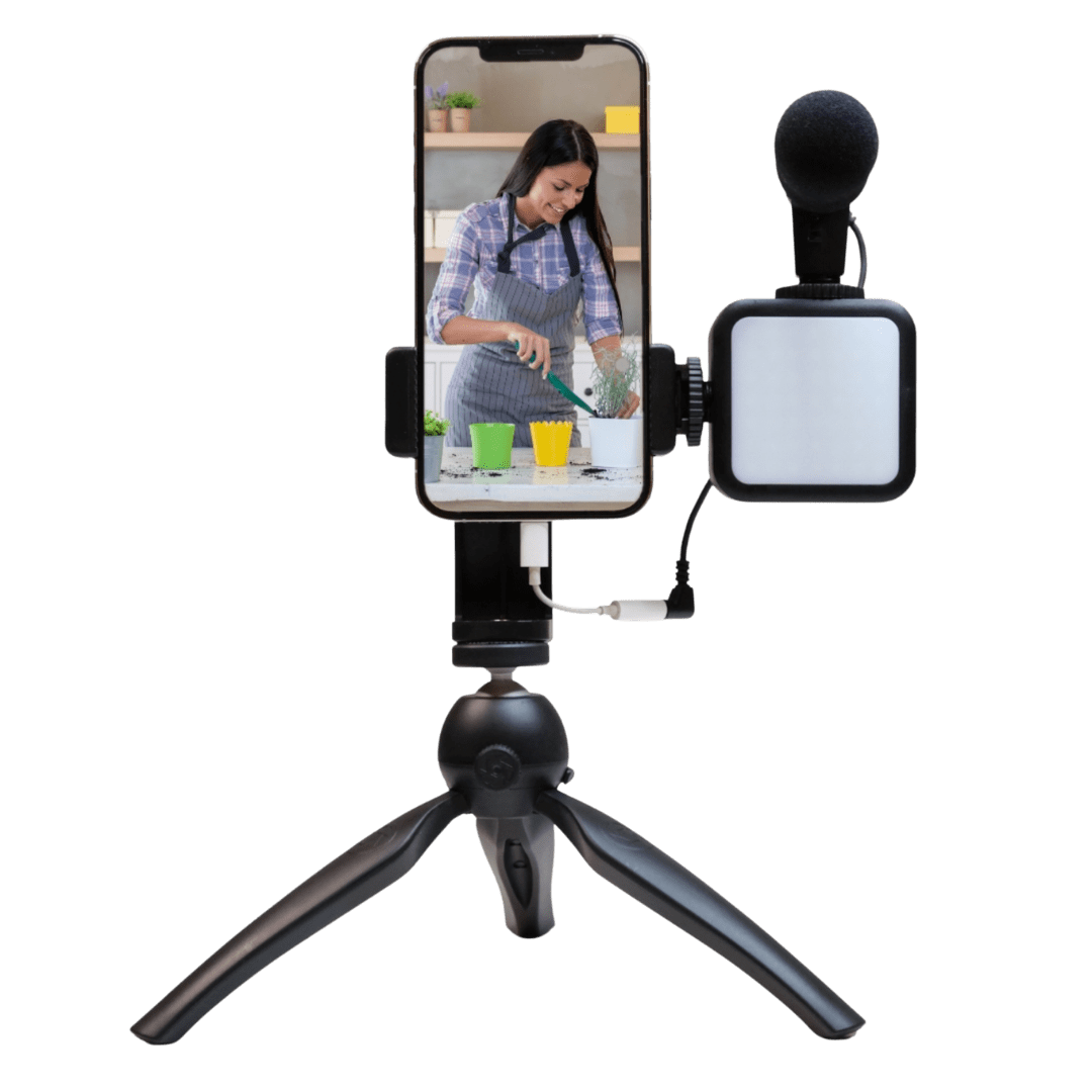 vlogging kit with light and microphone new in shop