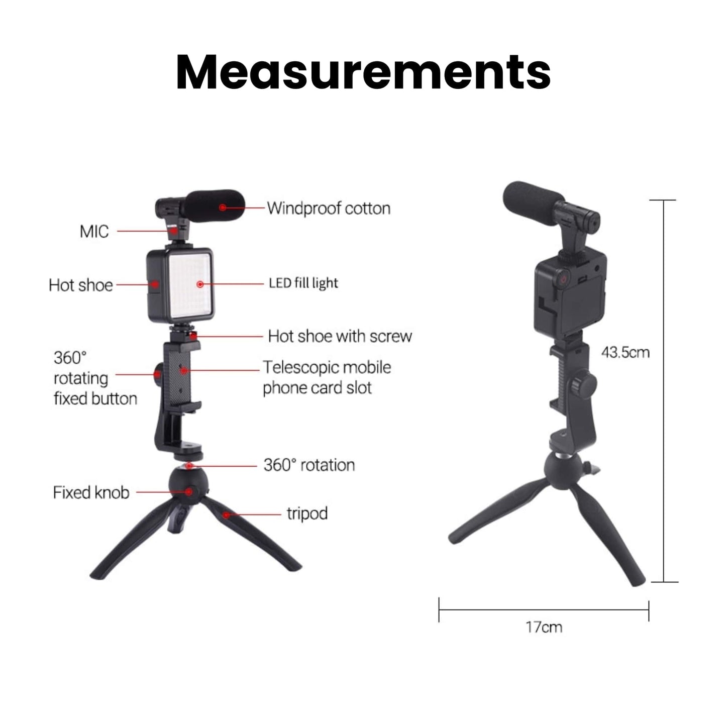 Overhead Phone Stand and Shotgun Microphone Audio Kit Measurements Microphone