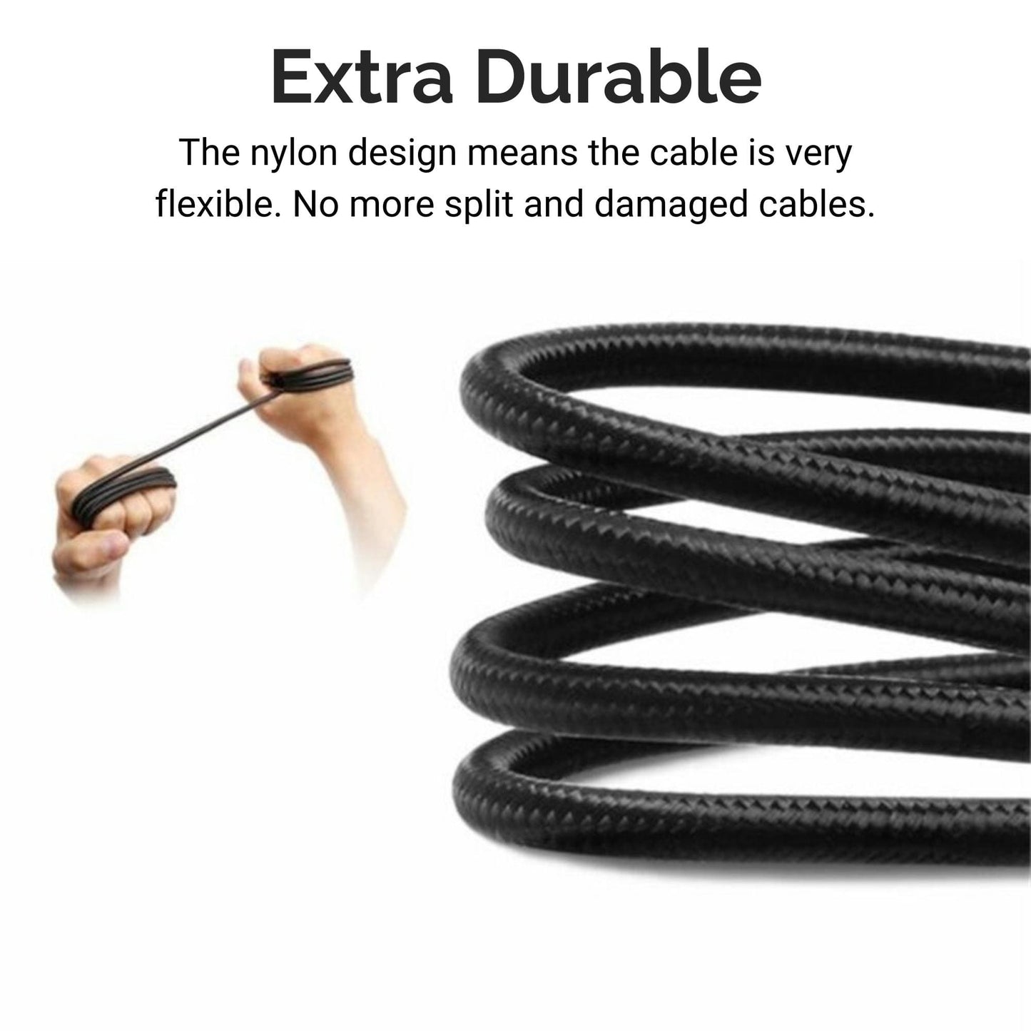 Nylon 3m Durable C-Type Fast Charging Cable black