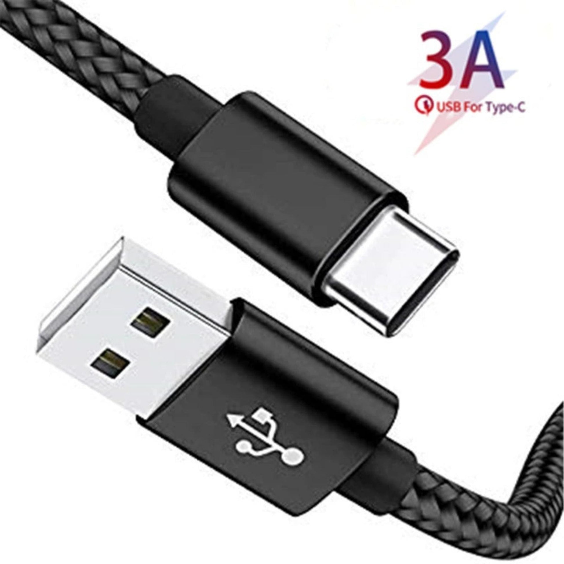 Nylon 3m Durable C-Type Fast Charging Cable black
