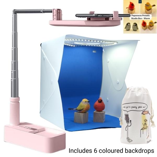 Pink Olivia Creative Bundle with 30cm Photo Box, Overhead Phone Stand