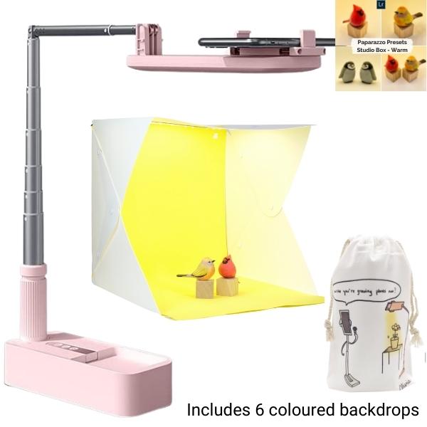 Pink Olivia Creative Bundle with 40cm Photo Box, Overhead Phone Stand