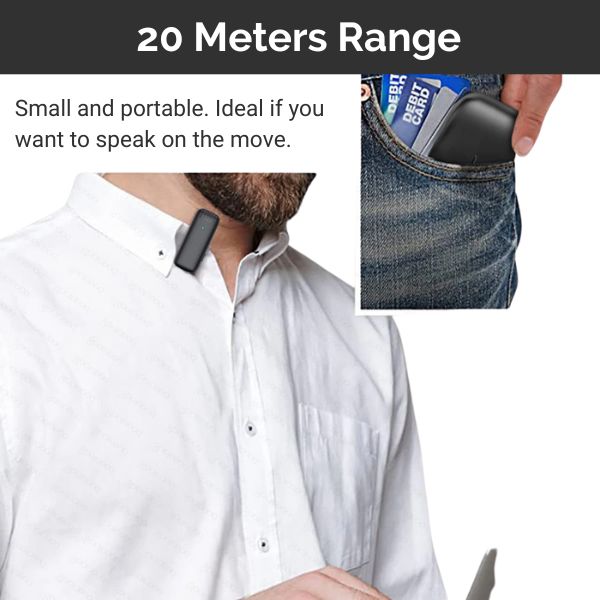 Wireless Lavalier Microphone For Smartphones 20m range