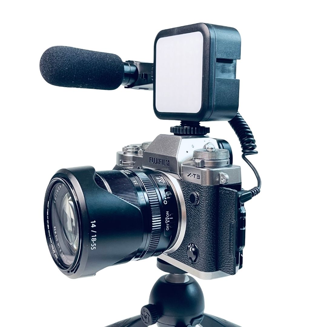 49 LED Content Creator Light on DSLR camera with Microphone