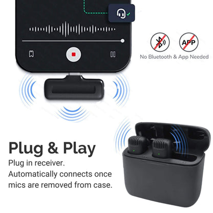 Wireless Lavalier Microphone For Smartphones plug and play