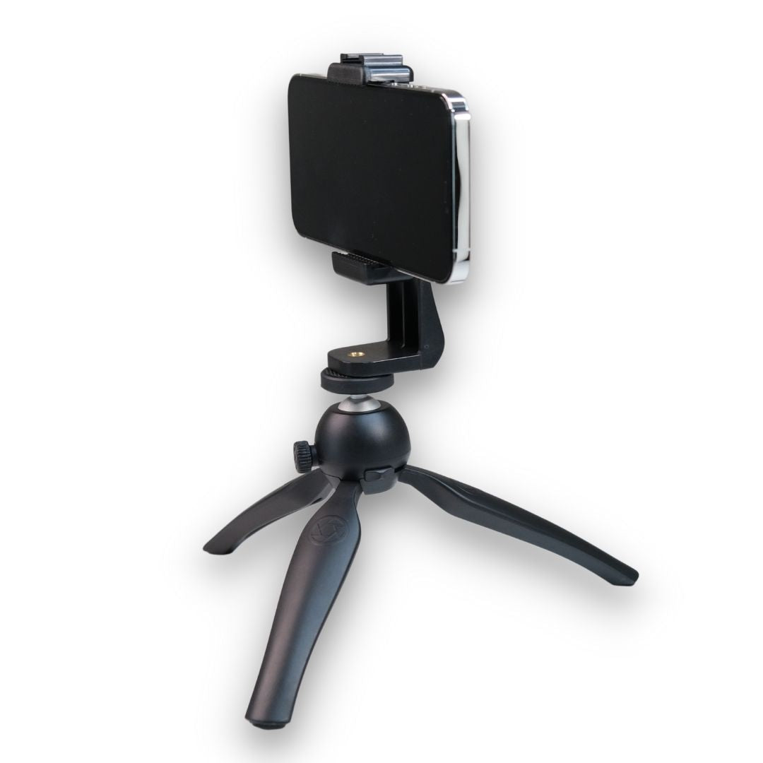 Mini desk tripod with landscape phone