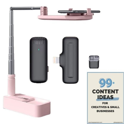 Audrey 2, wireless bluetooth microphone  with Olivia overhead phone stand in bundle pink