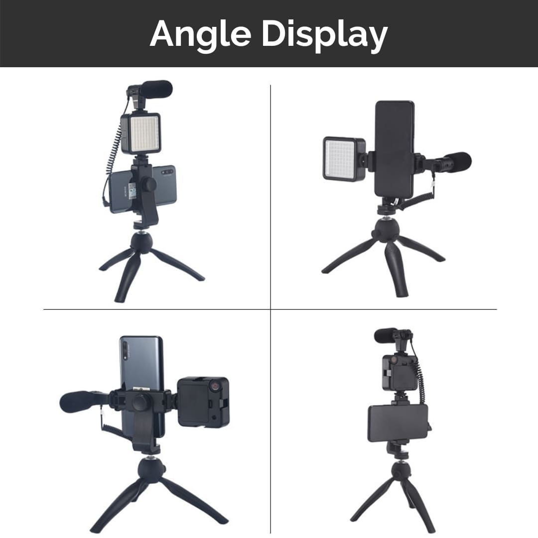 Shotgun Video Microphone angle display on tripod with light